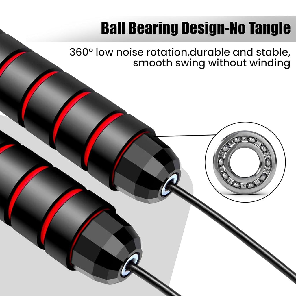 Premium Sports Speed Skipping Rope, Jump Rope with Pvc Handle, Multicolor Pvc Pencil Skipping Rope for Men, Women, Boys & Girls (Black & Red)
