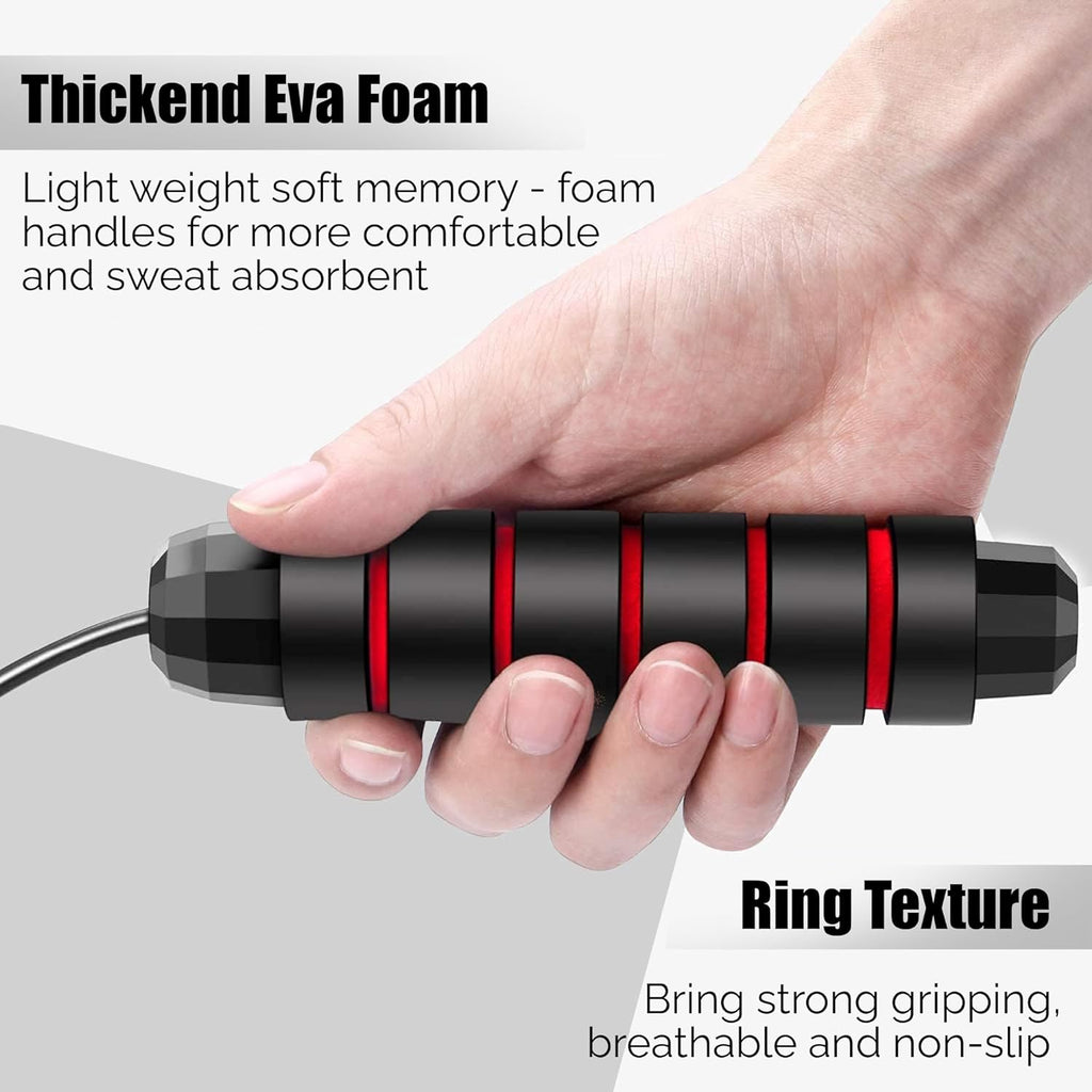Premium Sports Speed Skipping Rope, Jump Rope with Pvc Handle, Multicolor Pvc Pencil Skipping Rope for Men, Women, Boys & Girls (Black & Red)