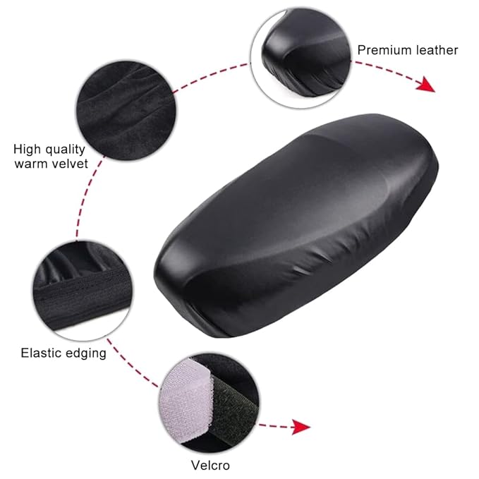 Motorcycle Seat Cover, Breathable Anti-Slip PU Leather Motorcycle Seat Cushion Cover Waterproof Seat Protector Cover